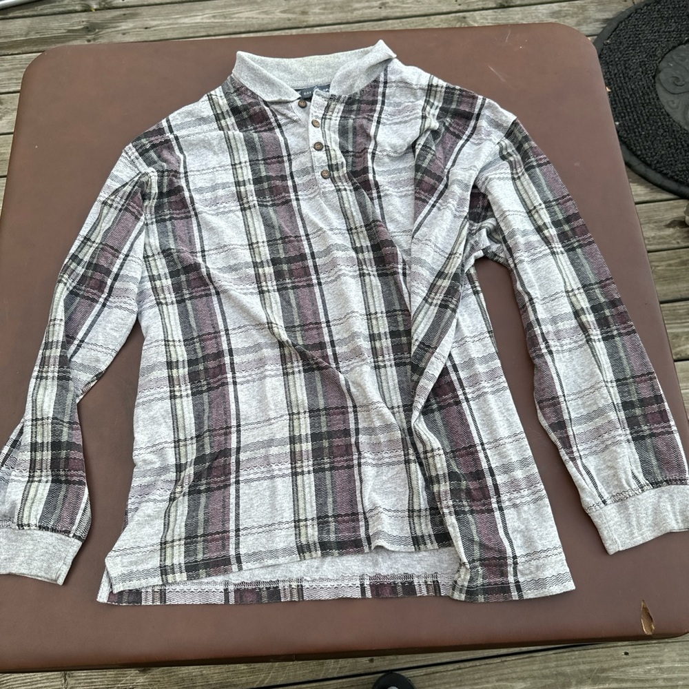 Basic Equipment Gray and Black Henley Shirt‎
